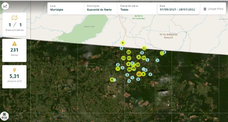 Monitoramento via satélite flagra crime ambiental em Guarantã do Norte