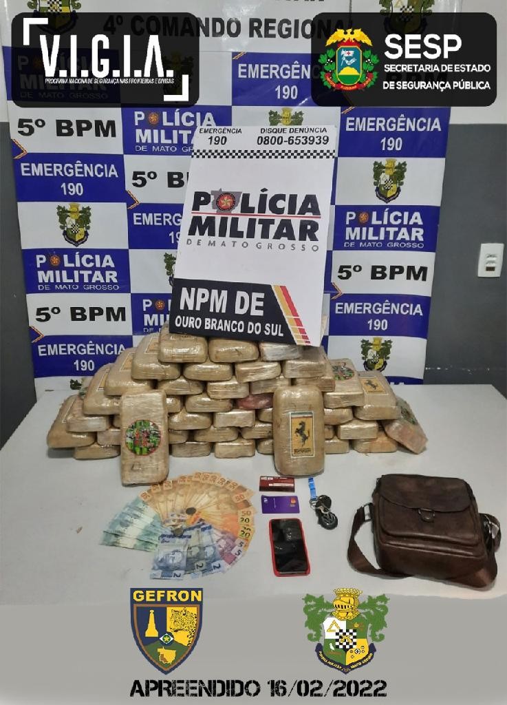 Em ação conjunta, Gefron prende uma pessoa com 45 kg de drogas