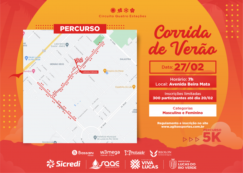 Retirada dos kits da Corrida de Verão será das 15h às 17h deste sábado (26)