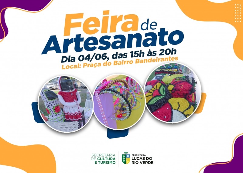 Feira do Artesanato acontece neste sábado (04), na praça dos Bandeirantes