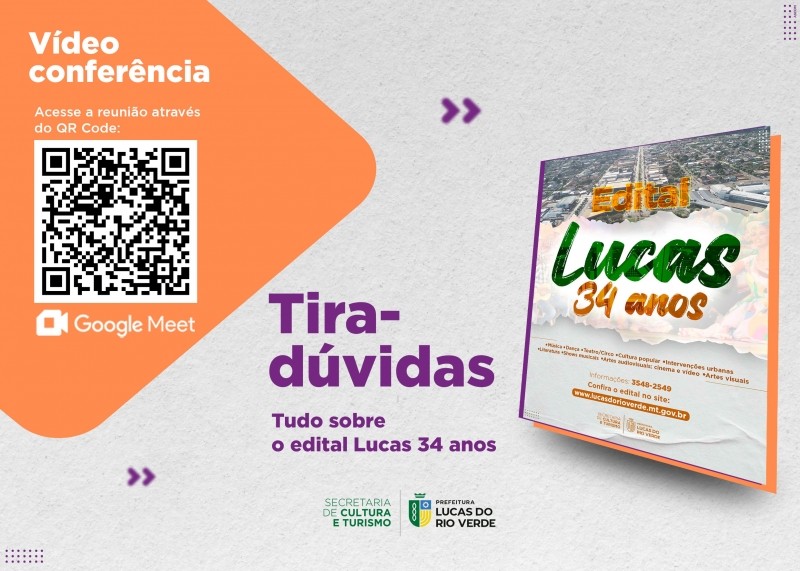 Cultura realiza plantão tira-dúvidas sobre o edital “Lucas 34 anos” nesta quinta-feira (23)