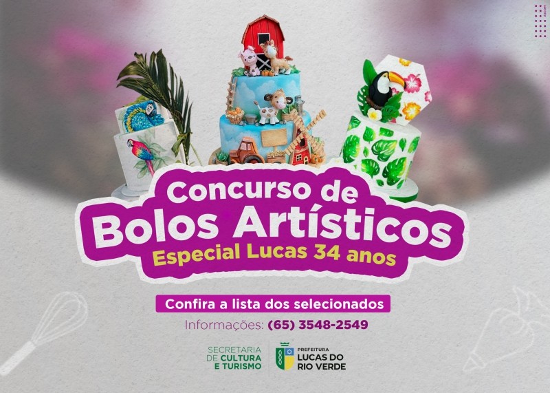 Concurso de Bolos Artísticos Lucas 34 anos chega à etapa de seleção