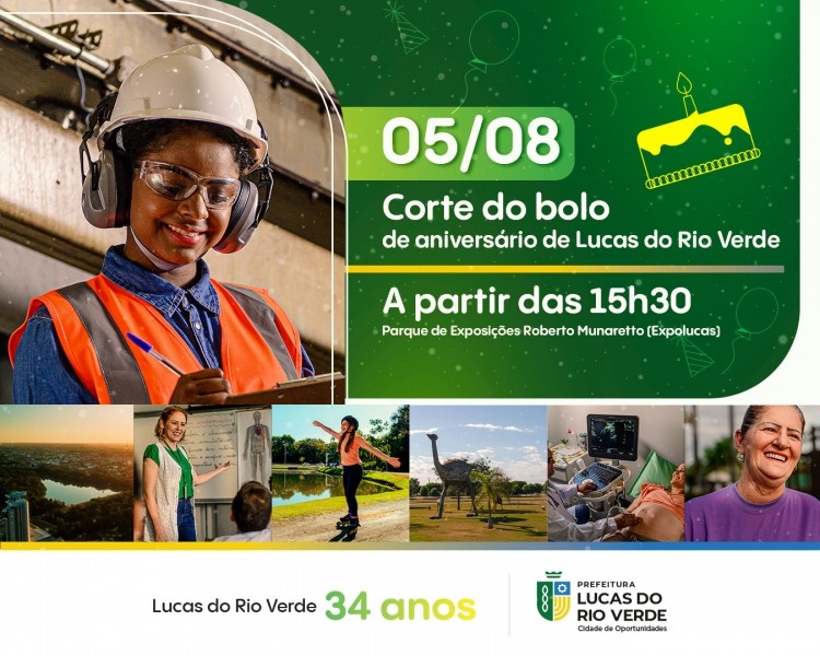 Aniversário de Lucas do Rio Verde terá distribuição de bolo nesta sexta-feira (05)