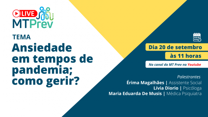 MT Prev realiza live sobre ansiedade na próxima segunda-feira (20)