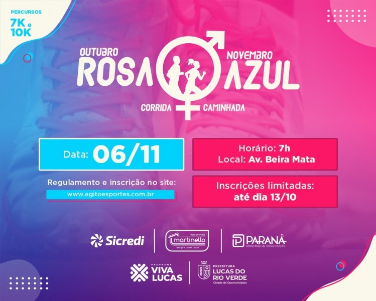 Inscrições para Corrida Outubro Rosa/Novembro Azul começam nesta sexta-feira (16)