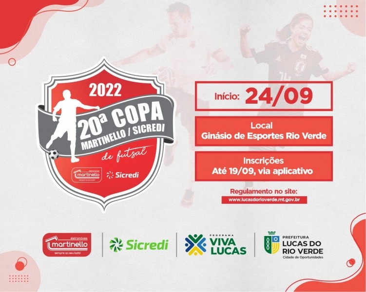 Inscrições para a Copa Martinello / Sicredi de Futsal terminam na próxima segunda-feira (19)