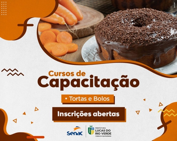 Inscrições abertas para curso gratuito de tortas e bolos