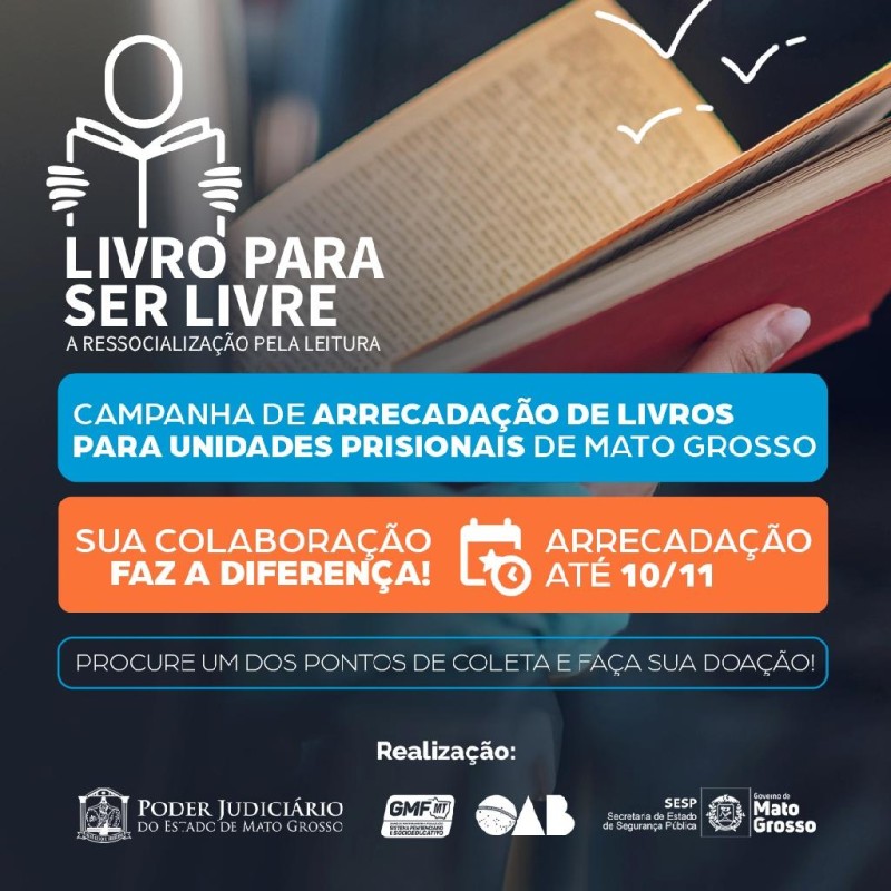 Sesp arrecada livros para bibliotecas de unidades prisionais de Mato Grosso
