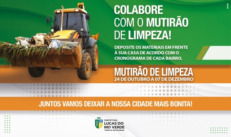 Mutirão de limpeza começa na próxima segunda-feira (24)