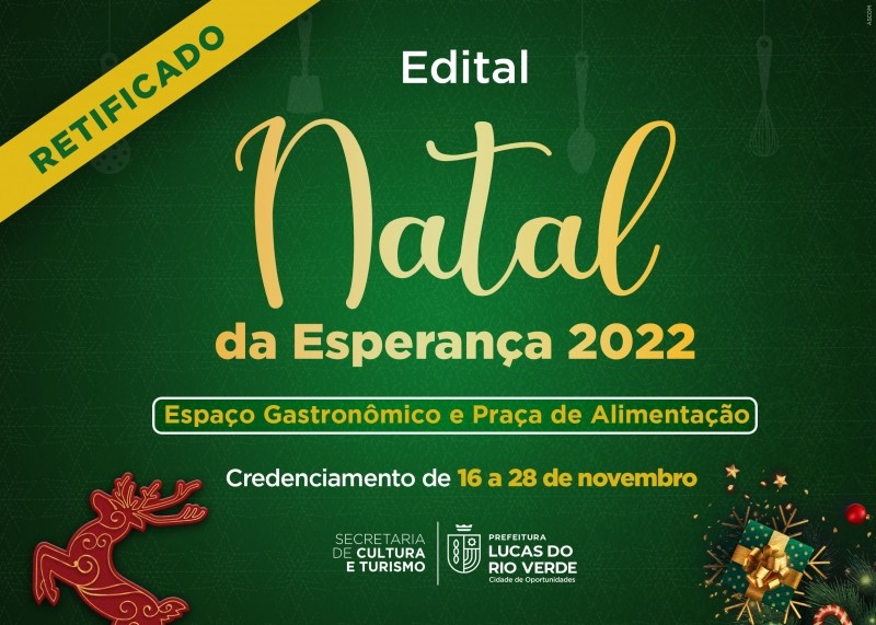 Cultura retifica edital de gastronomia do Natal da Esperança