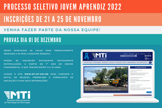 MTI abre processo seletivo para contratação imediata de menor aprendiz