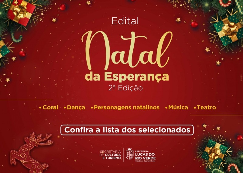 Divulgado resultado final do edital para seleção de atrações artísticas para o Natal da Esperança