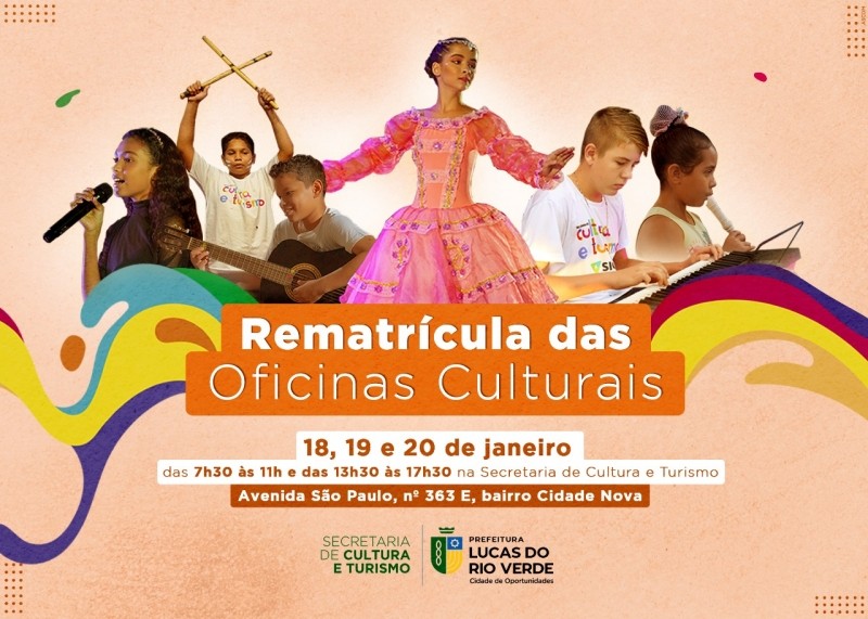Rematrícula para as Oficinas Culturais começa na próxima quarta-feira (18)