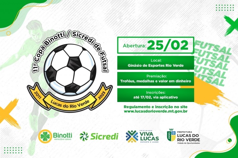 Inscrições abertas para campeonato de futsal em Lucas do Rio Verde