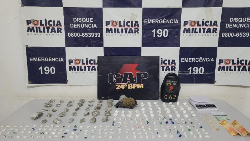 Mulher é presa pela PM com 257 porções de entorpecentes em Cuiabá