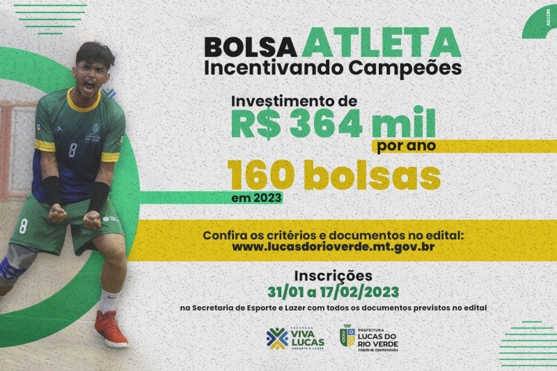 Gestão Municipal lança o edital Bolsa Atleta Incentivando Campeões