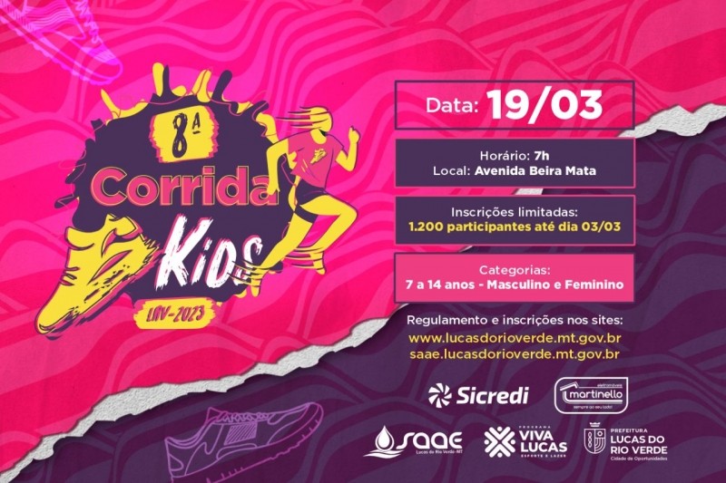 Inscrições para a 8ª Corrida Kids de Lucas do Rio Verde já estão abertas