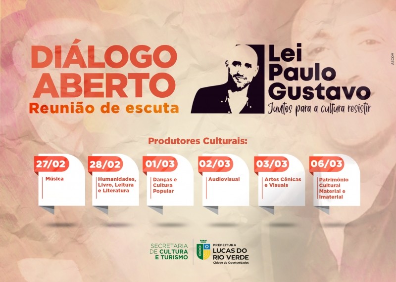 Cultura convida produtores culturais para apresentação da Lei Paulo Gustavo