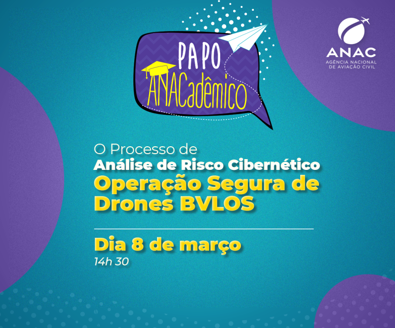 ANAC realiza palestra sobre processo de análise de risco cibernético para a operação segura de drones dia 8/3
