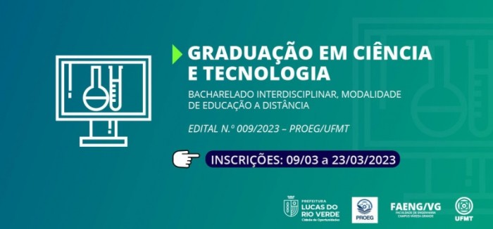 UFMT abre inscrições para curso de graduação em Ciência e Tecnologia a distância