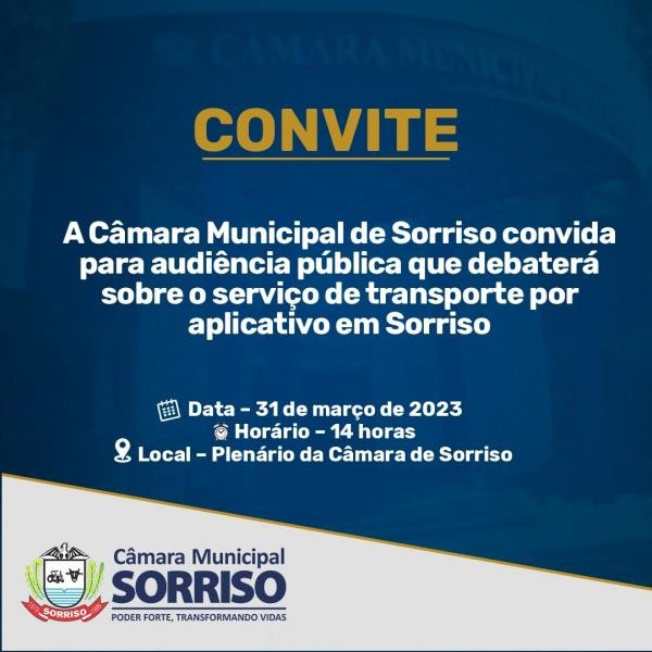 Audiência pública irá debater melhorias no serviço de transporte de passageiros por aplicativo de Sorriso