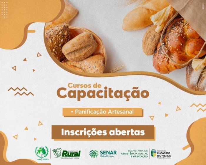 Inscrições abertas para o curso gratuito de Panificação Artesanal