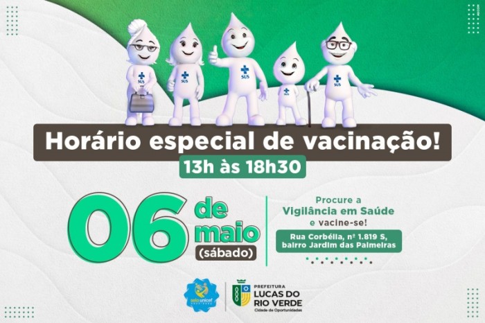 Mais uma etapa de vacinação será realizada neste sábado (06), na Vigilância em Saúde