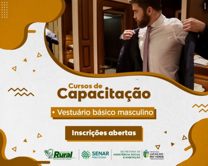 Curso de Confecção do Vestuário Básico Masculino tem vagas abertas em Lucas do Rio Verde