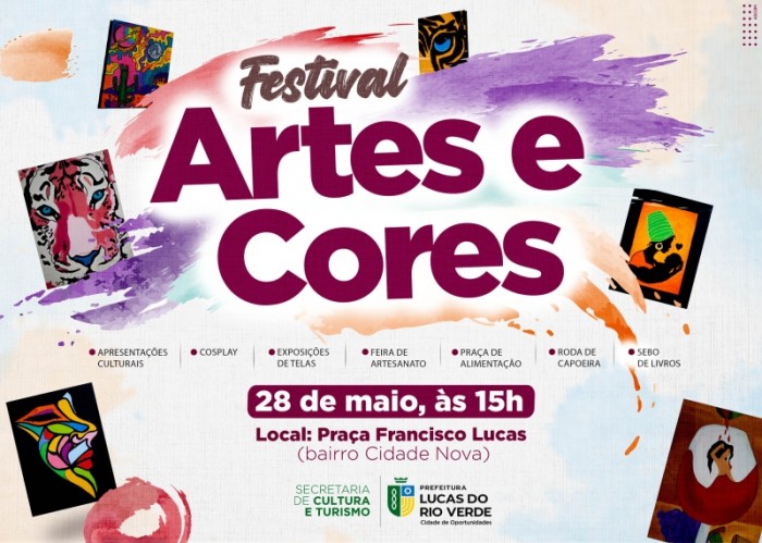 Festival Artes e Cores acontece no próximo domingo (28)