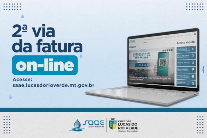 Emissão da segunda via da fatura de água pode ser feita via internet