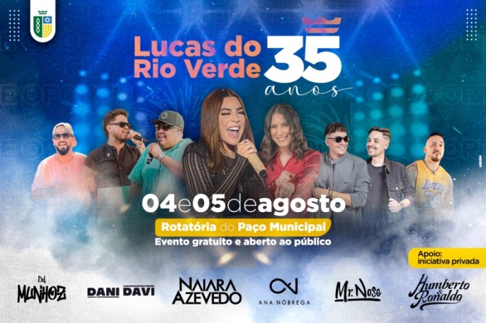 Lucas do Rio Verde celebra 35 anos com festa popular gratuita para as famílias luverdenses