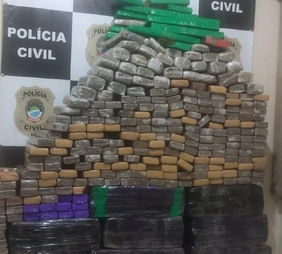 Polícia Civil apreende mais de 580 quilos de entorpecentes em rota do tráfico entre MT e MS