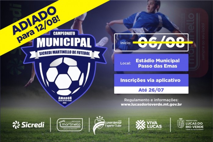 Campeonato Municipal de Futebol Amador tem data de abertura adiada para 12 de agosto