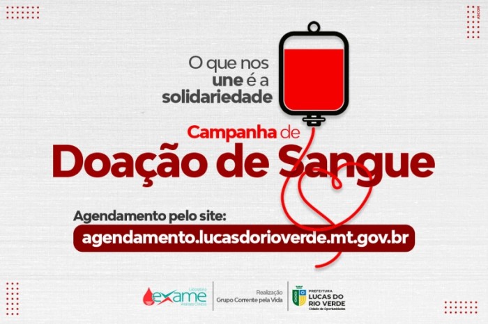 Agendamento para doação de sangue está disponível pelo site da Prefeitura