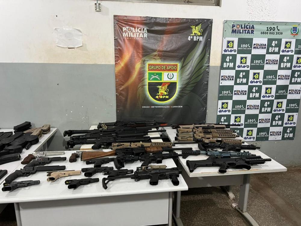 Polícia Militar apreende arsenal de armas de facção em Várzea Grande 
