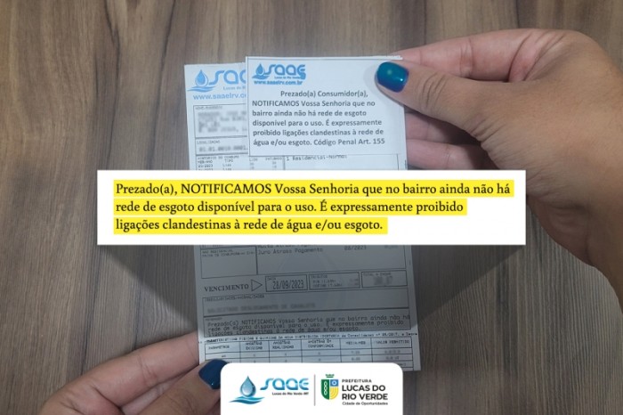 Saae intensifica orientação sobre a rede de esgoto com informativo nas faturas de água