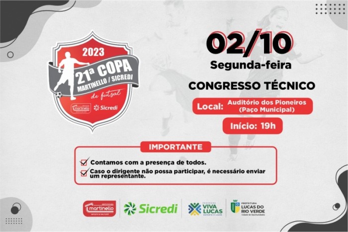 Congresso técnico para campeonato de Futsal é nesta segunda-feira (2)