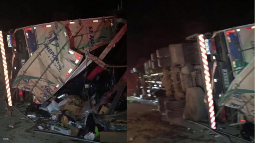Motorista morre apóa carreta tombar na BR-364 