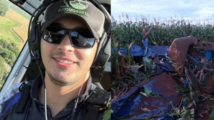 Avião agrícola cai em fazenda e piloto morre preso às ferragens em MT