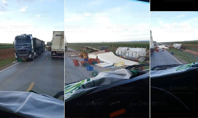 Acidente entre três carretas deixa dois motoristas mortos na BR-163