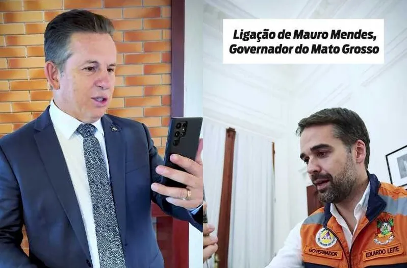 Eduardo Leite agradece Mauro Mendes por doação de R$ 50 milhões para RS; Veja vídeo 