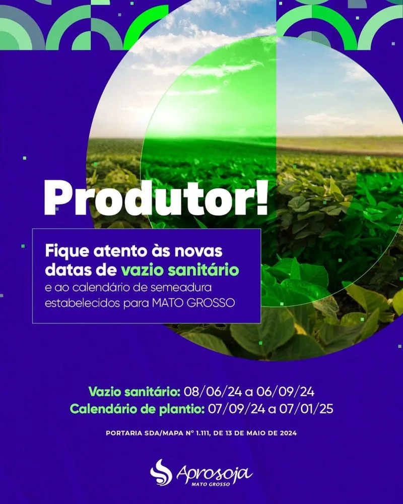 Vazio sanitário já começou e segue até 6 de setembro em Mato Grosso