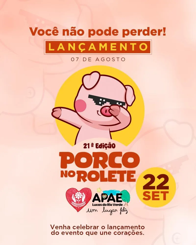 21ª Edição do Porco no Rolete: APAE lança tradicional evento beneficente em Lucas do Rio Verde
