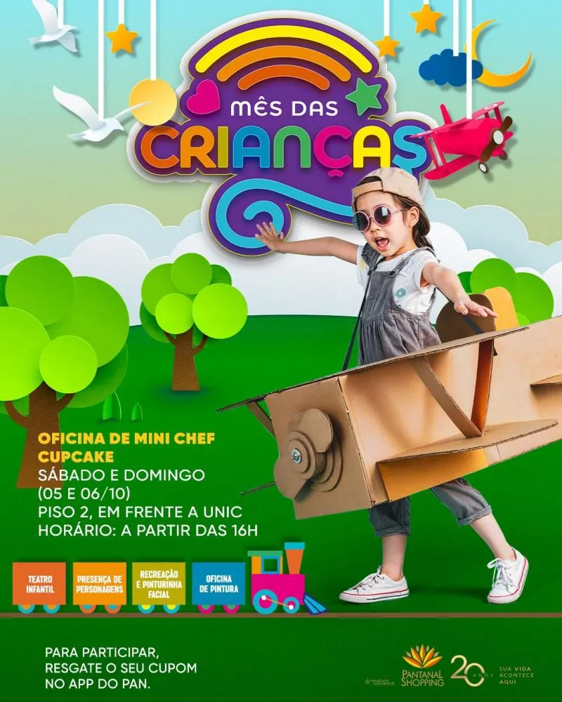 Mês das Crianças está repleto de atrações gratuitas e muita diversão no Pantanal Shopping