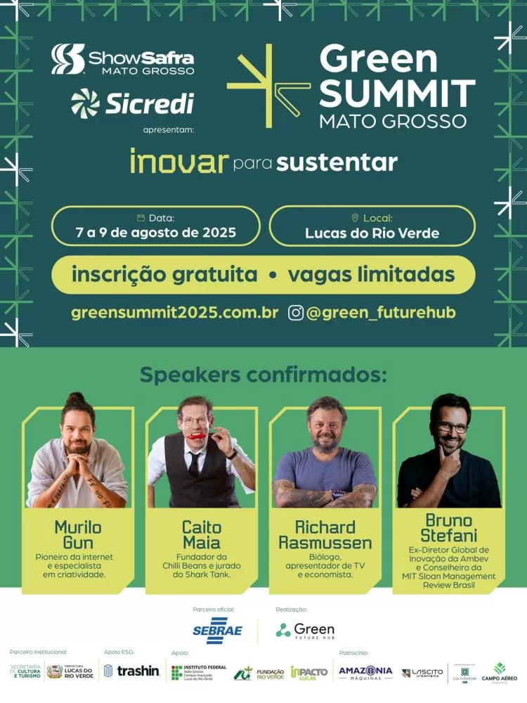 Green Summit Mato Grosso: Lucas do Rio Verde sedia o maior evento de inovação e sustentabilidade de Mato Grosso