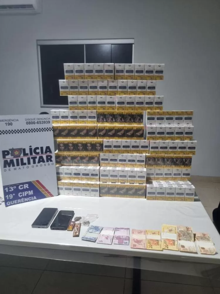 Polícia Militar prende dois homens e apreende 480 carteiras de cigarros