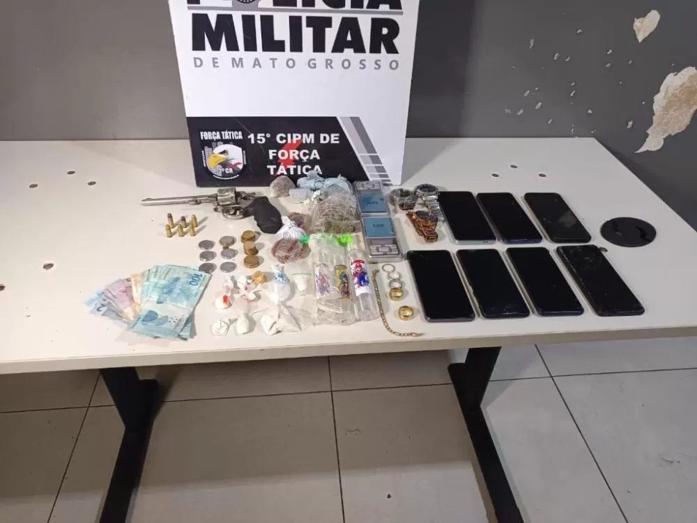 Força Tática flagra trio com arma de fogo, munições e diversas porções de maconha em Várzea Grande