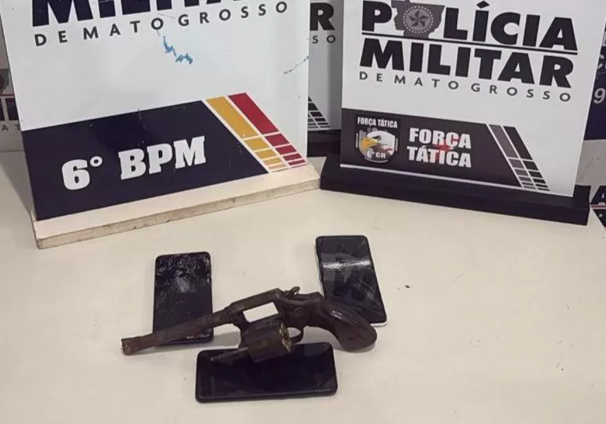 Polícia Militar apreende arma e prende três homens por tentativa de homicídio em Cáceres